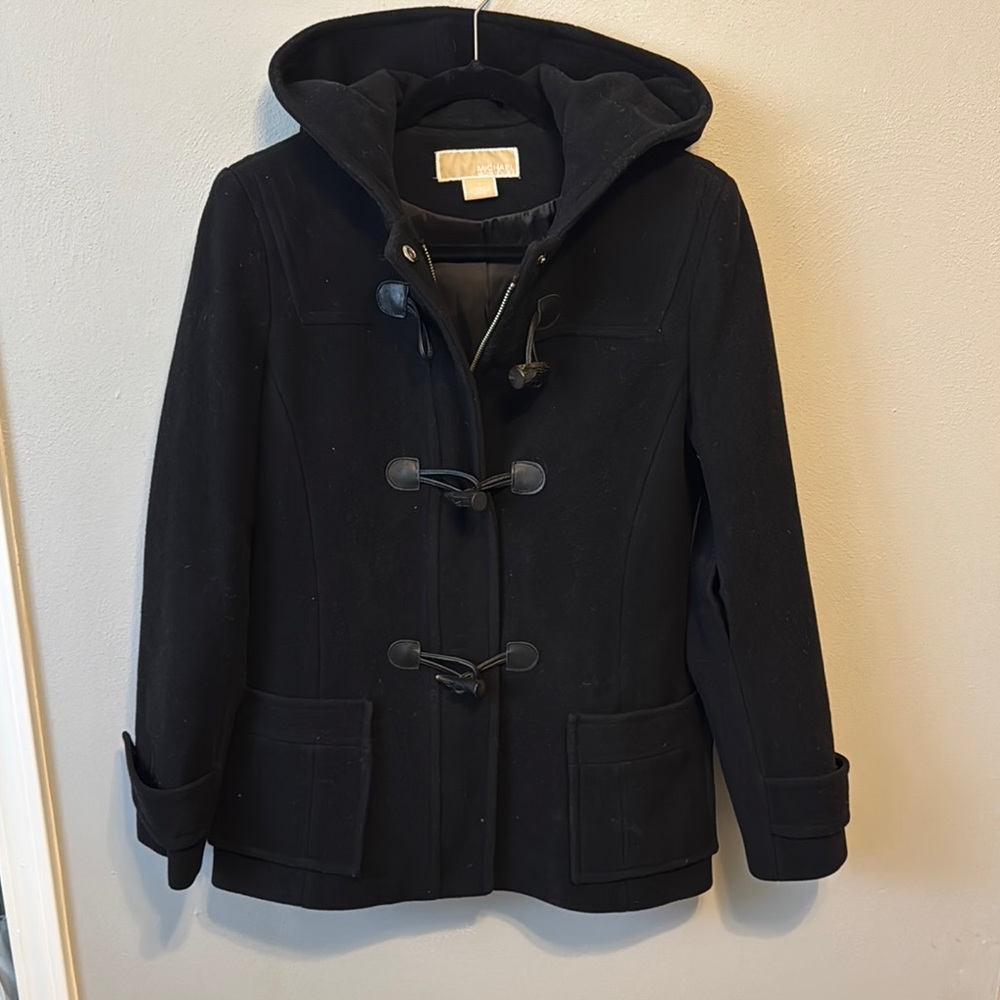 Michael Kors Wool Women's Black Hooded Coat